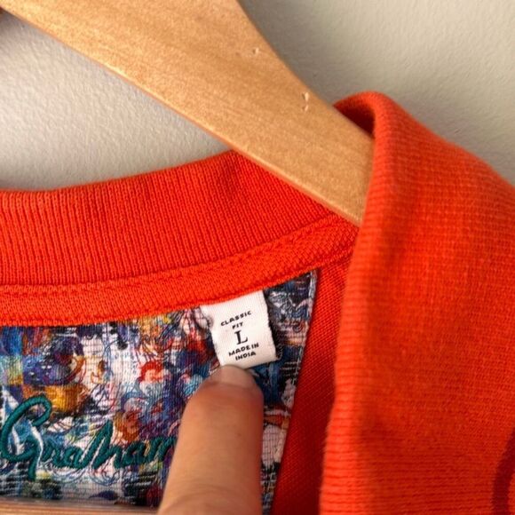 Robert Graham polo shirt men’s size large Orange golf casual cotton - Picture 5 of 10